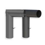 Ofenrohr Bogen zweiteilig lang mit Tür und Drosselklappe