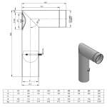 Ofenrohr Bogen zweiteilig lang mit Tür und Drosselklappe