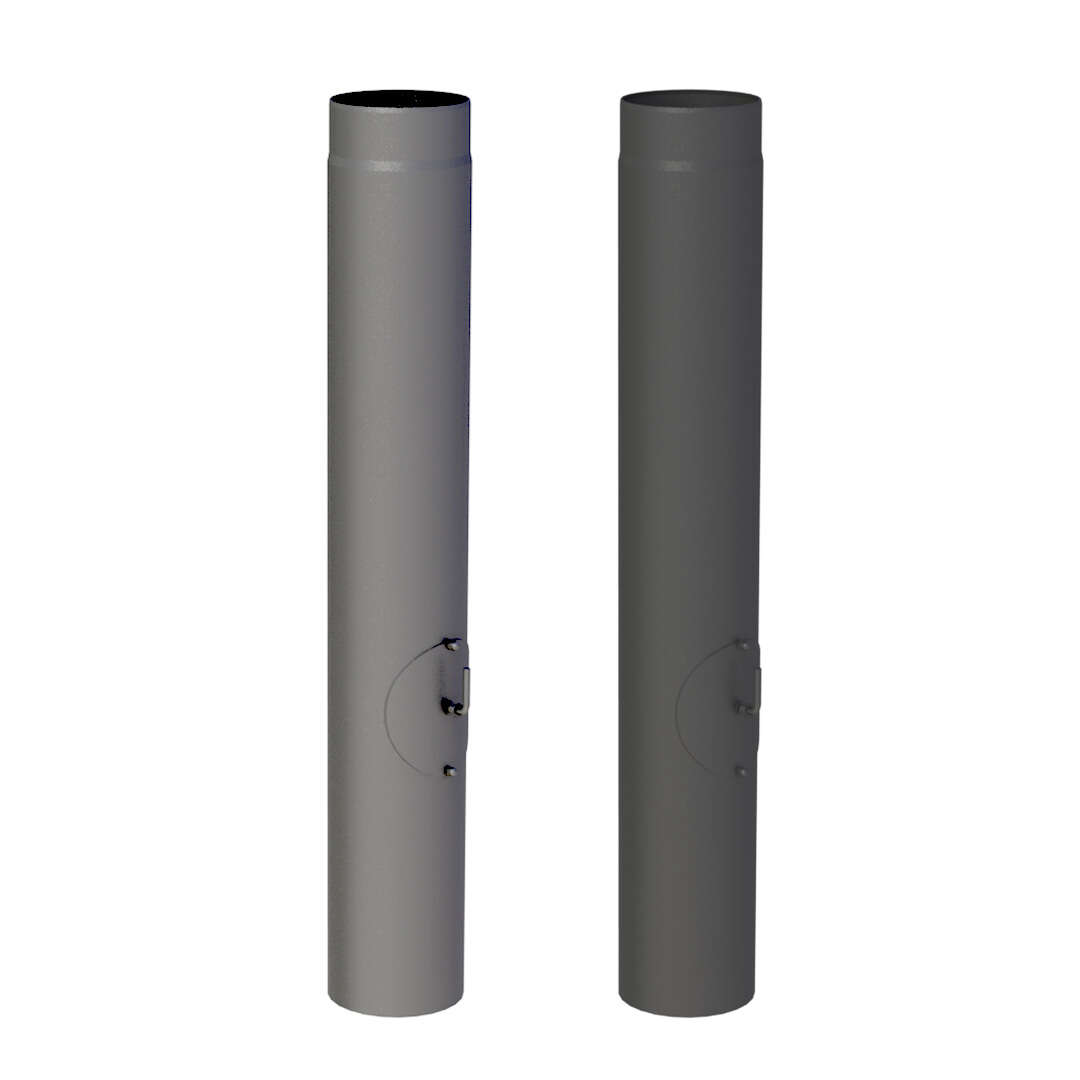 Ofenrohr 100 cm mit Drosselklappe, Kondensatring und Tür