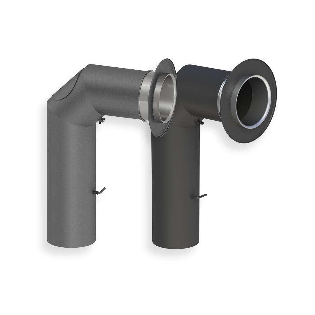 Ofenrohrset kantig mit Tür und Drosselklappe