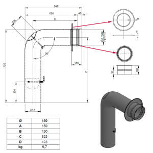 Ø 200 mm Ofenrohrset gezogen mit Tür und...
