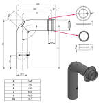 Ø 200 mm Ofenrohrset gezogen mit Tür und Drosselklappe