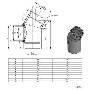 Jeremias Ofenrohr doppelwandig ISO-Line Winkel 30&deg;