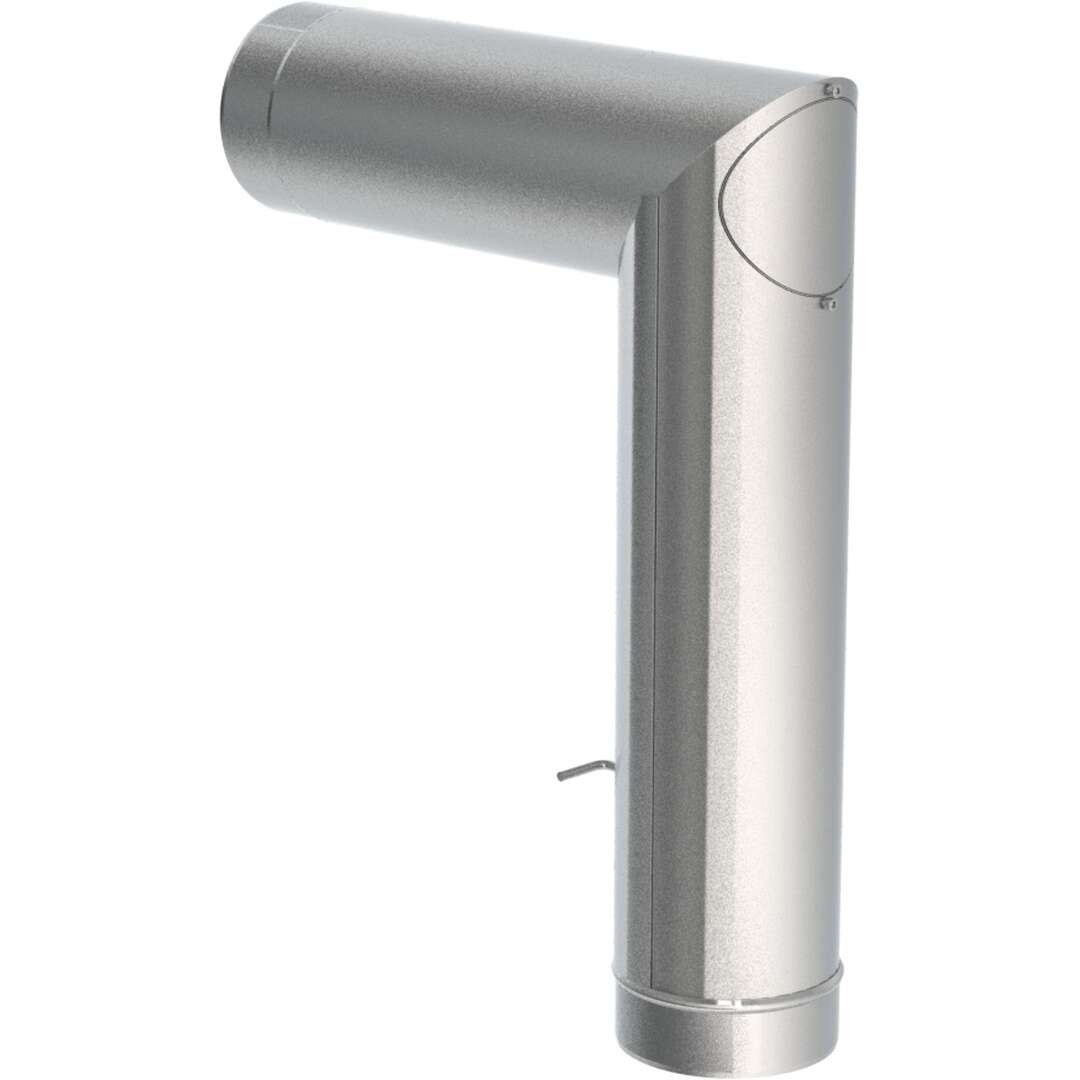 Jeremias Ofenrohr doppelwandig ISO-Line Winkelrohr 90° mit Drosselklappe