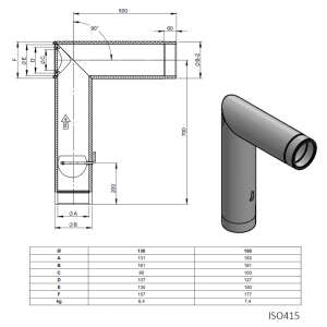 Jeremias Ofenrohr doppelwandig ISO-Line Winkelrohr 90&deg; mit Drosselklappe
