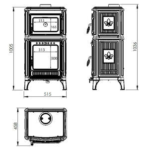 Gussofen Ferrox 55 Back grau emailliert