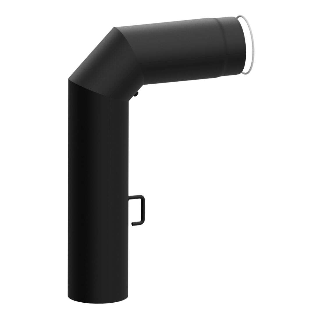 Ofenrohr Bogen 90° abgewinkelt mit Tür und Drosselklappe RLU