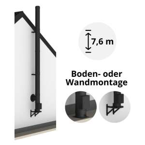 7,6 m DW-Black Edelstahlschornstein Komplettset doppelwandig