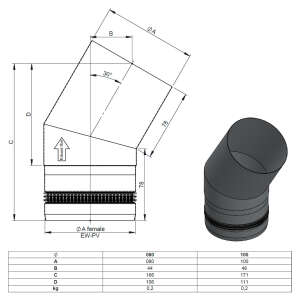 Pelletofenrohr 30° Bogen