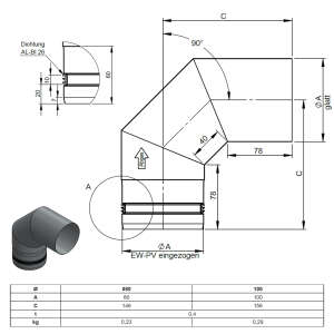 Pelletofenrohr 90° Bogen dreiteilig