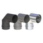 Pelletofenrohr 90° Bogen mit Muffe (Kesselanschluss)