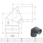 Pelletofenrohr 90° Bogen mit Muffe (Kesselanschluss)