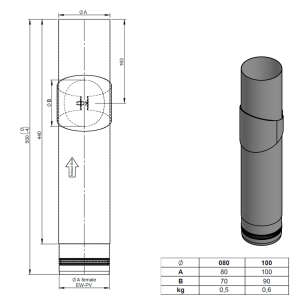 Pelletofenrohr Längenelement 50 cm mit...