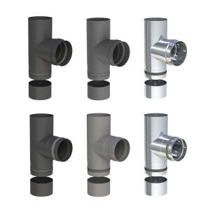 Pelletofenrohr T-Stück 90° mit Kondensatschale