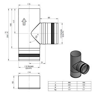 Pelletofenrohr T-St&uuml;ck 90&deg; mit Kondensatschale
