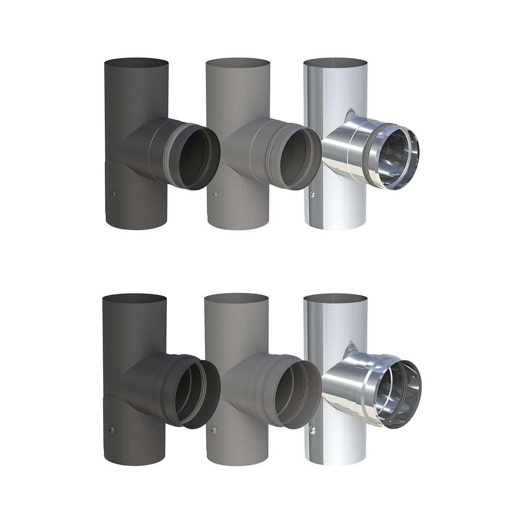 Pelletofenrohr T-Stück 90° mit Revisionsöffnung