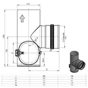 Pelletofenrohr T-Stück 90° mit...