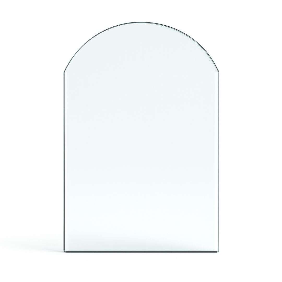 Funkenschutzplatte Glas für Kaminofen Rundbogen